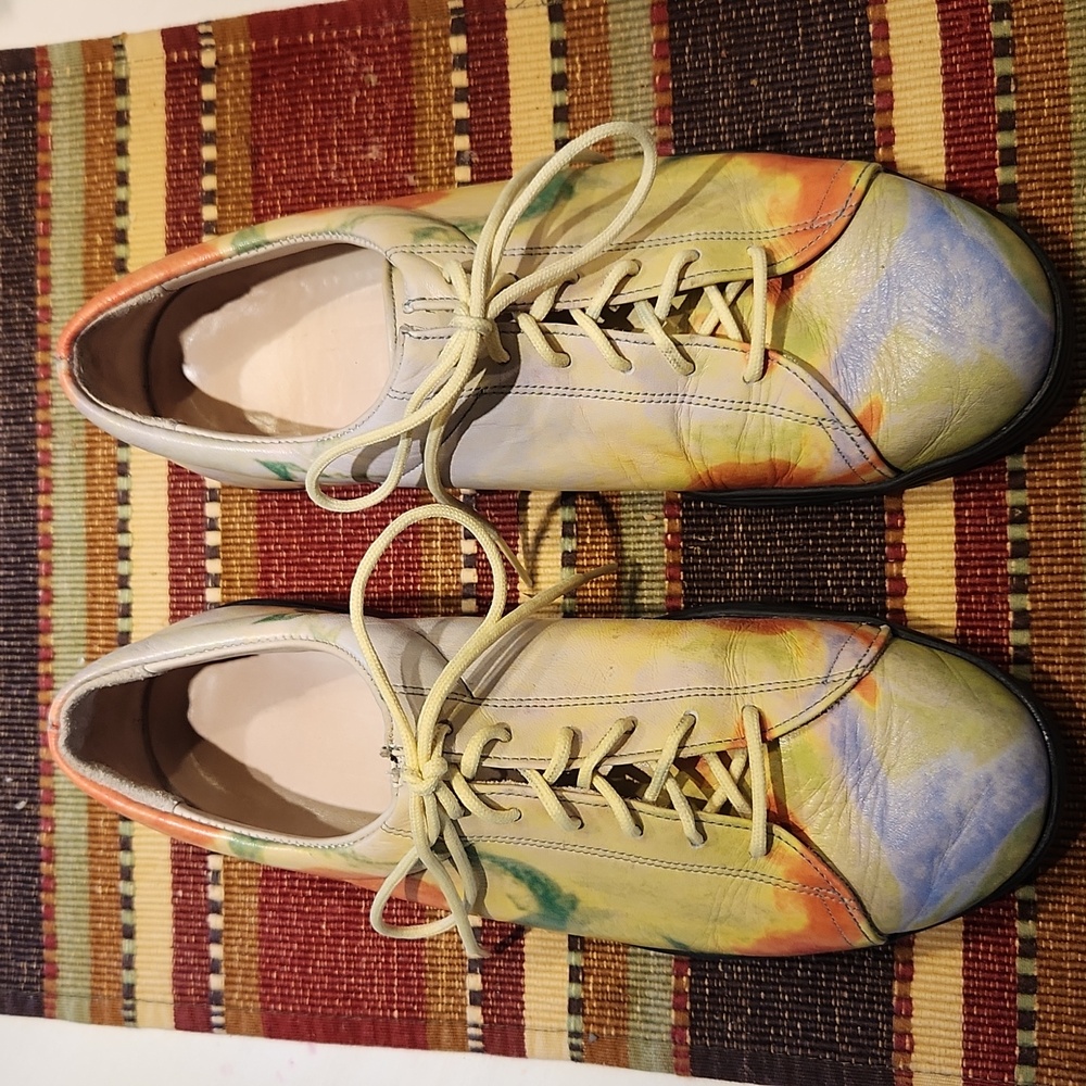 ICON Wearable Art Leather Oxford Walking Shoe Andy Warhol Floral Women's Size 6